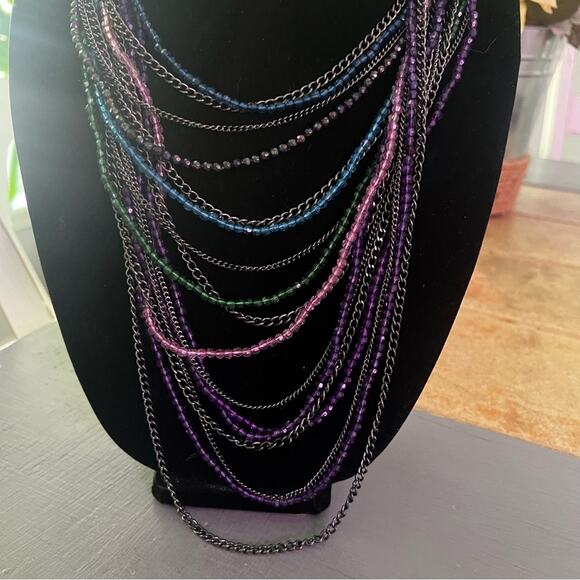Beaded Multi Chain Layered Necklace - Picture 2 of 7